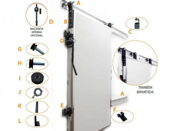 KIT FERRAGENS FERMOD PARA TRILHO DE PORTA FRIGORÍFICA